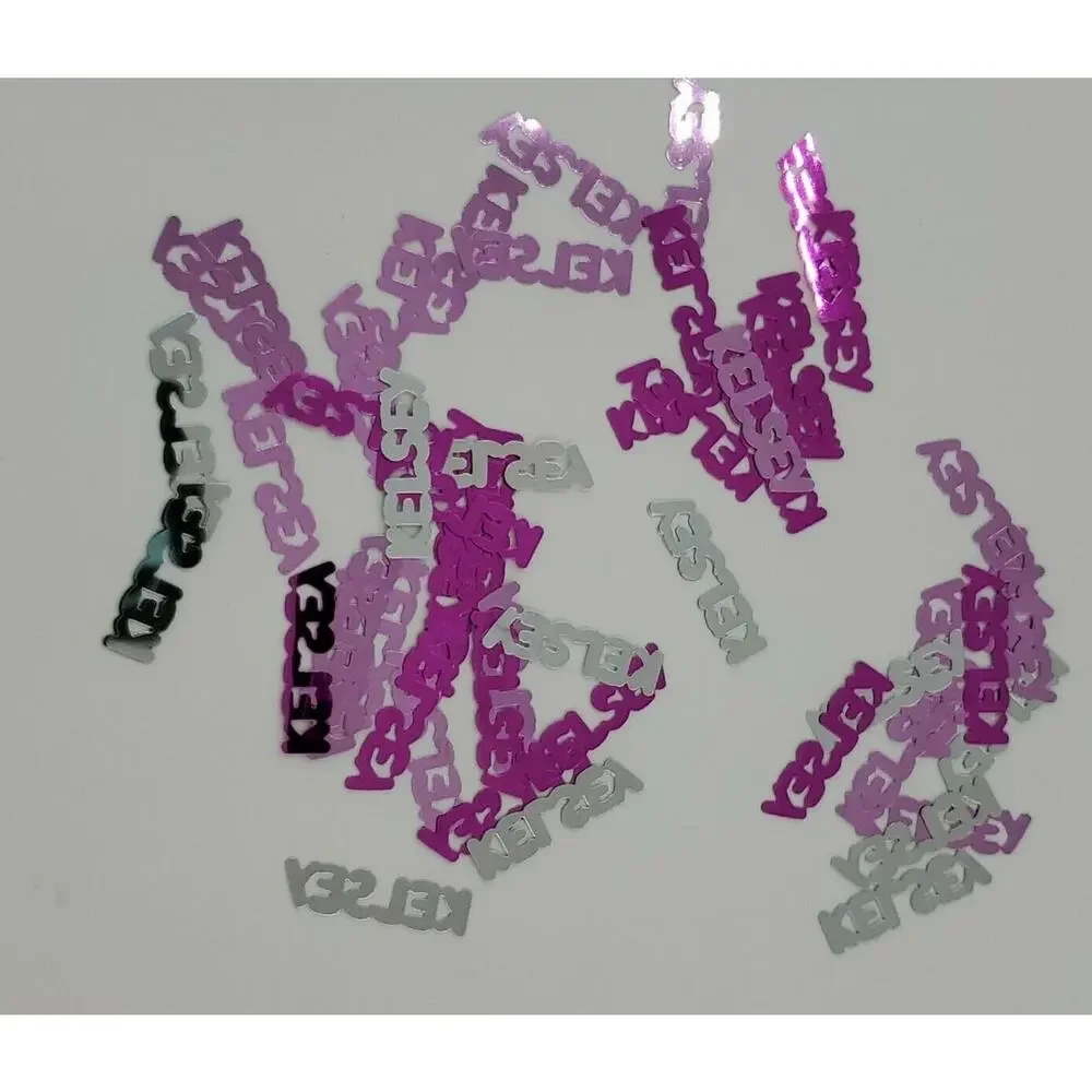 Personalized Name Confetti Kelsey 7 Packs Pink & Silver